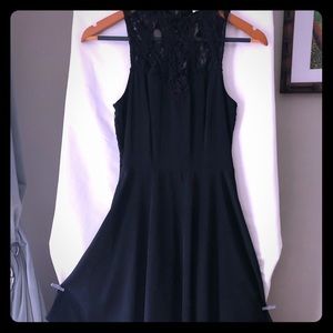 High back lace and flare dress little black dress